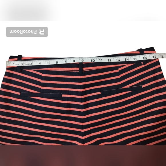 J.Crew casual short women's factory striped high rise navy blue orange size 12 - Picture 8 of 11